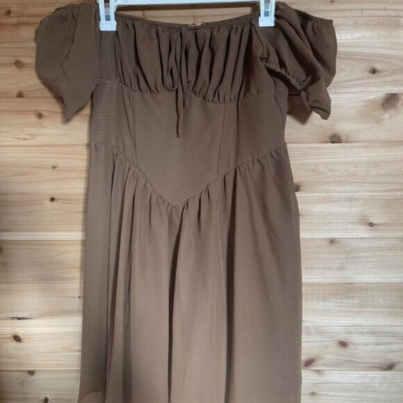 SHEIN Brown Off-Shoulder Dress - Picture 1 of 5